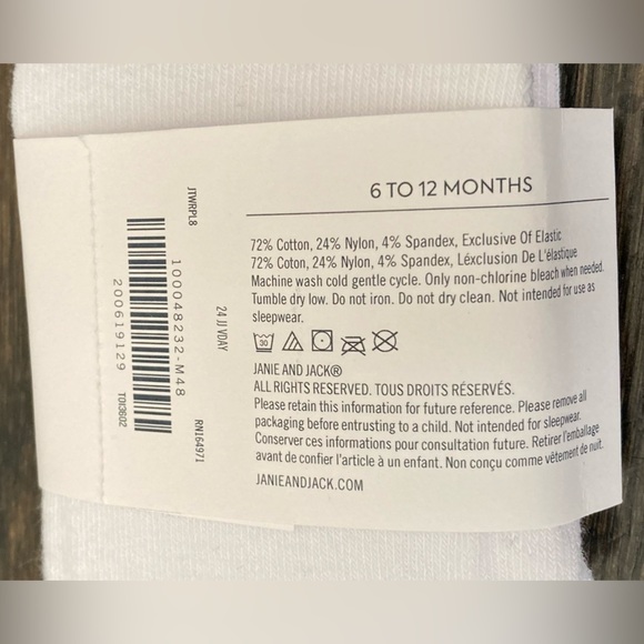 Janie & Jack Girls Heart Print White Tights in Size 6-12 Months - Picture 3 of 4